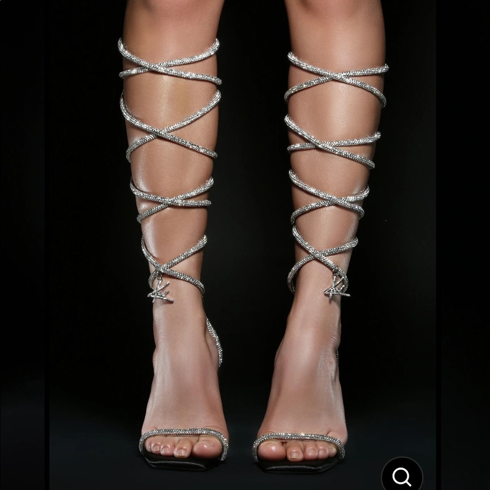 Crystal lace up heels